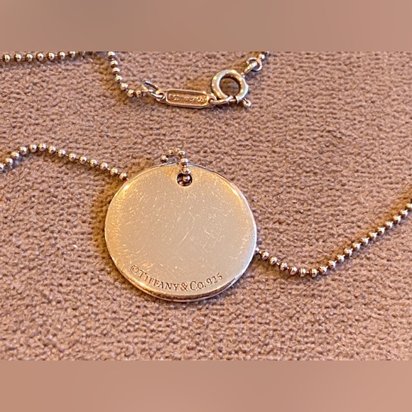 Tiffany & Co “N” Initial Notes Round Large Pendant w/ 16 Inch Beaded Chain 925 - Picture 5 of 9